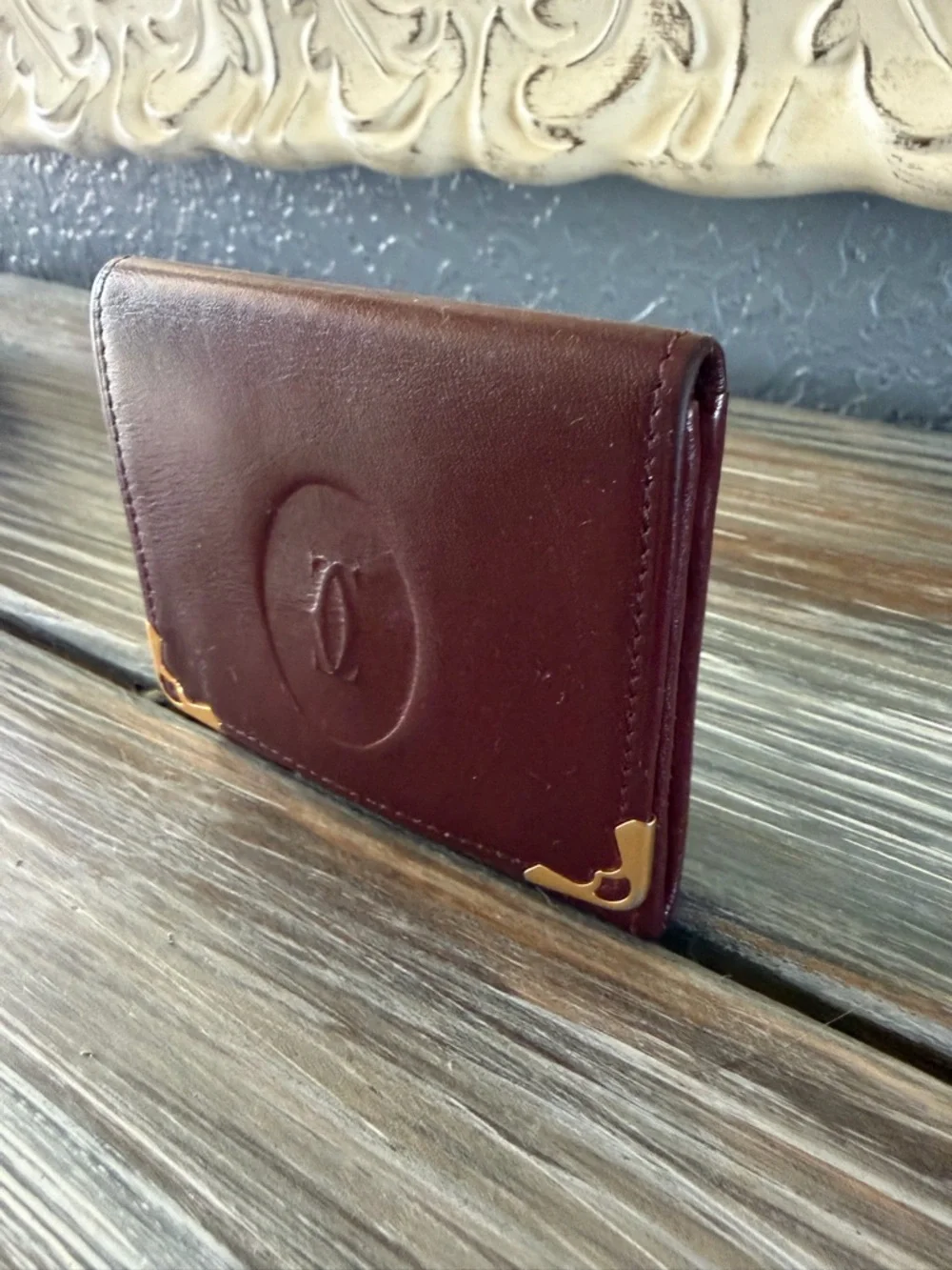 Cartier coin case square purse / wallet Must de Bordeaux 73184184